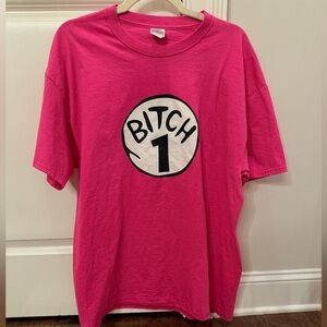 Fruit of the Loom Bright Pink Graphic Tee “B&tch 1” Size XL